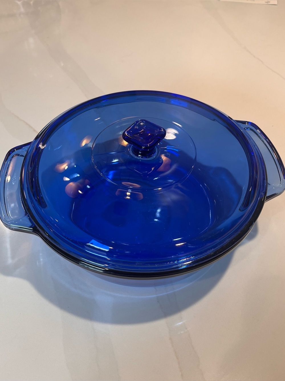 Vintage anchor glassware blue cobalt glass casserole dish